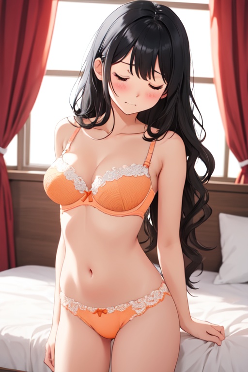 彩り下着姿～ウェーブヘア 恥ずかしい～