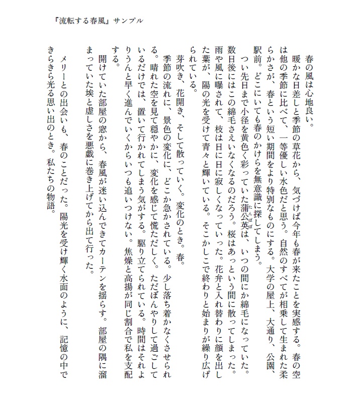 京都秘封新刊小説『流転する春風』