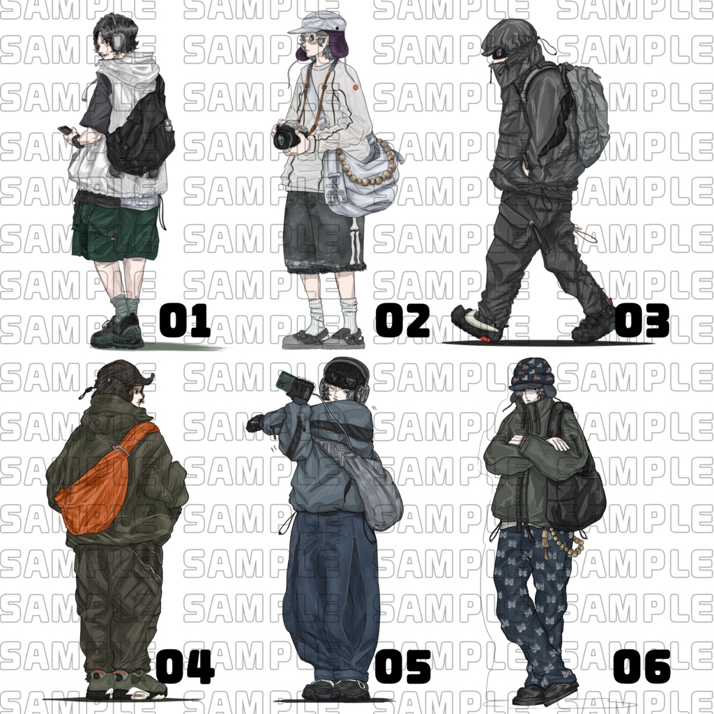Urban Tech-Gear Collection Vol.1 (6 Outfits / PNG Assets)