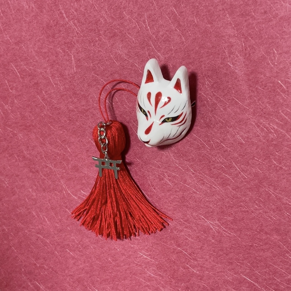 狐面 ブローチ 稲荷