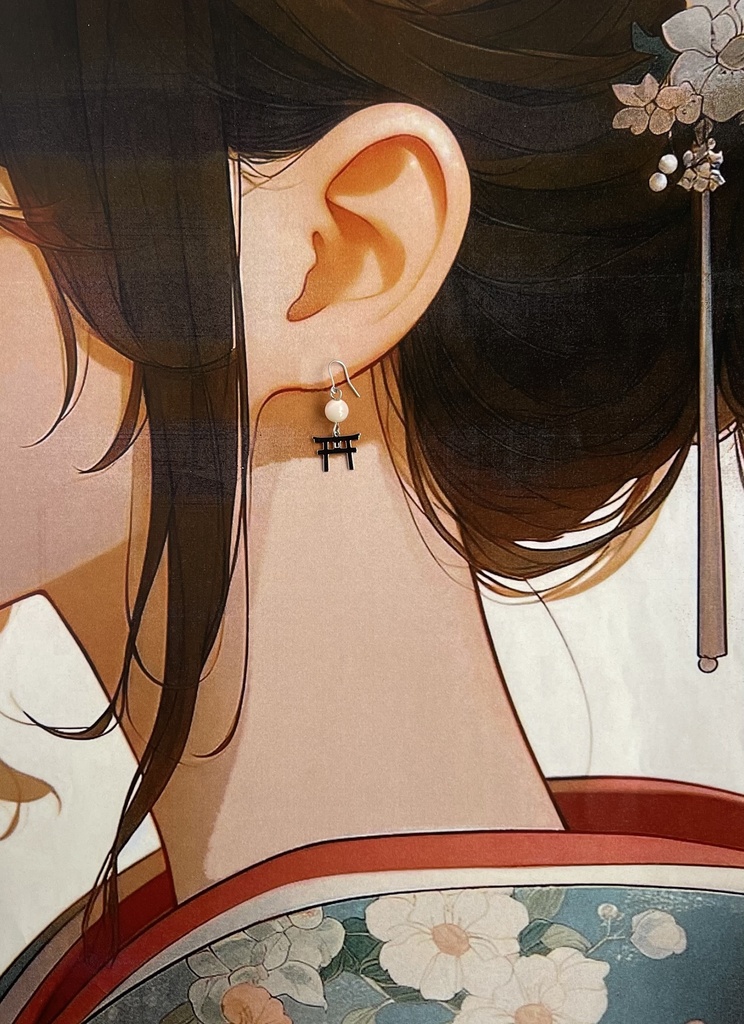 和風 ピアス 狐面 × 鳥居