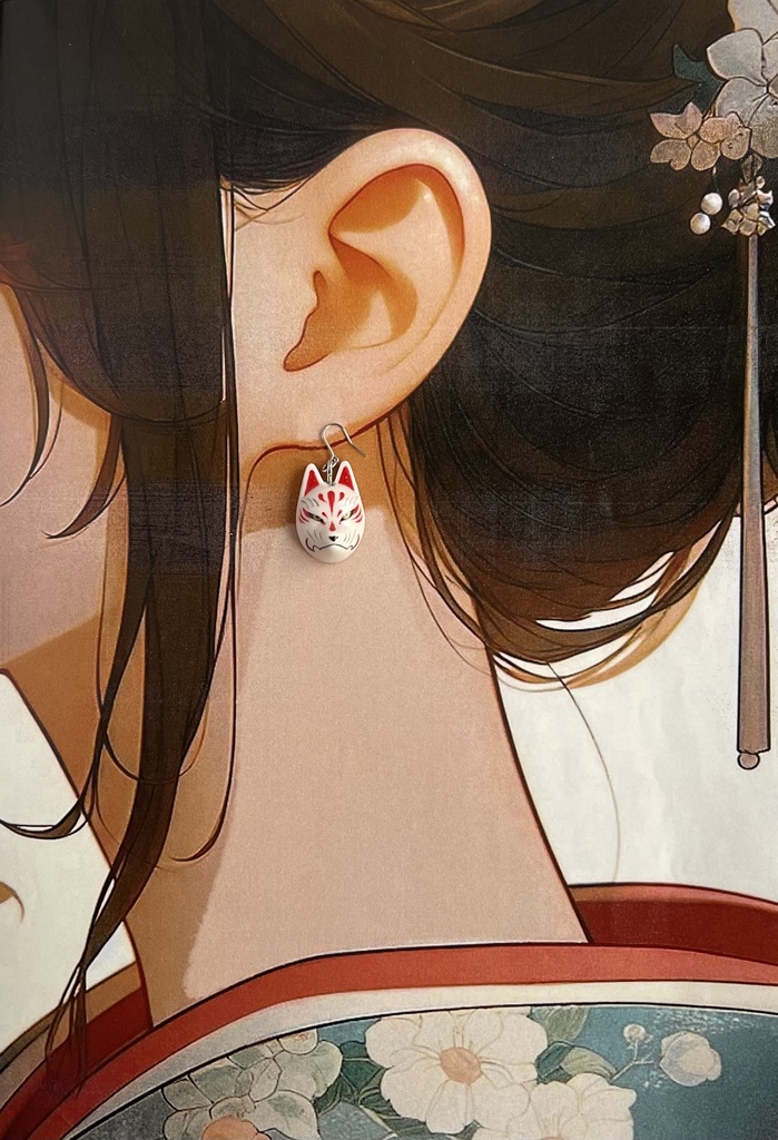 和風 ピアス 狐面 × 鳥居