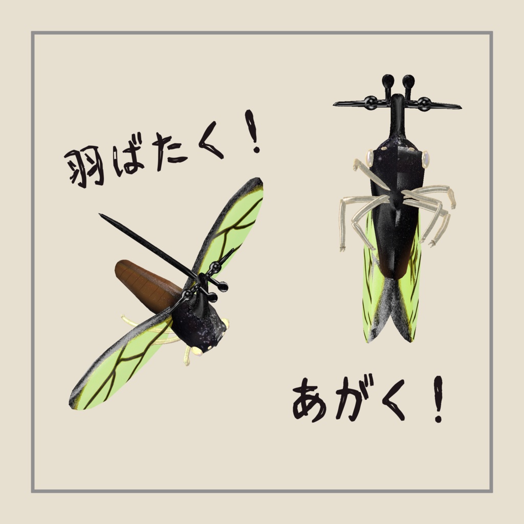 【3Dモデル】ヨツコブツノゼミ【VRChat向け】