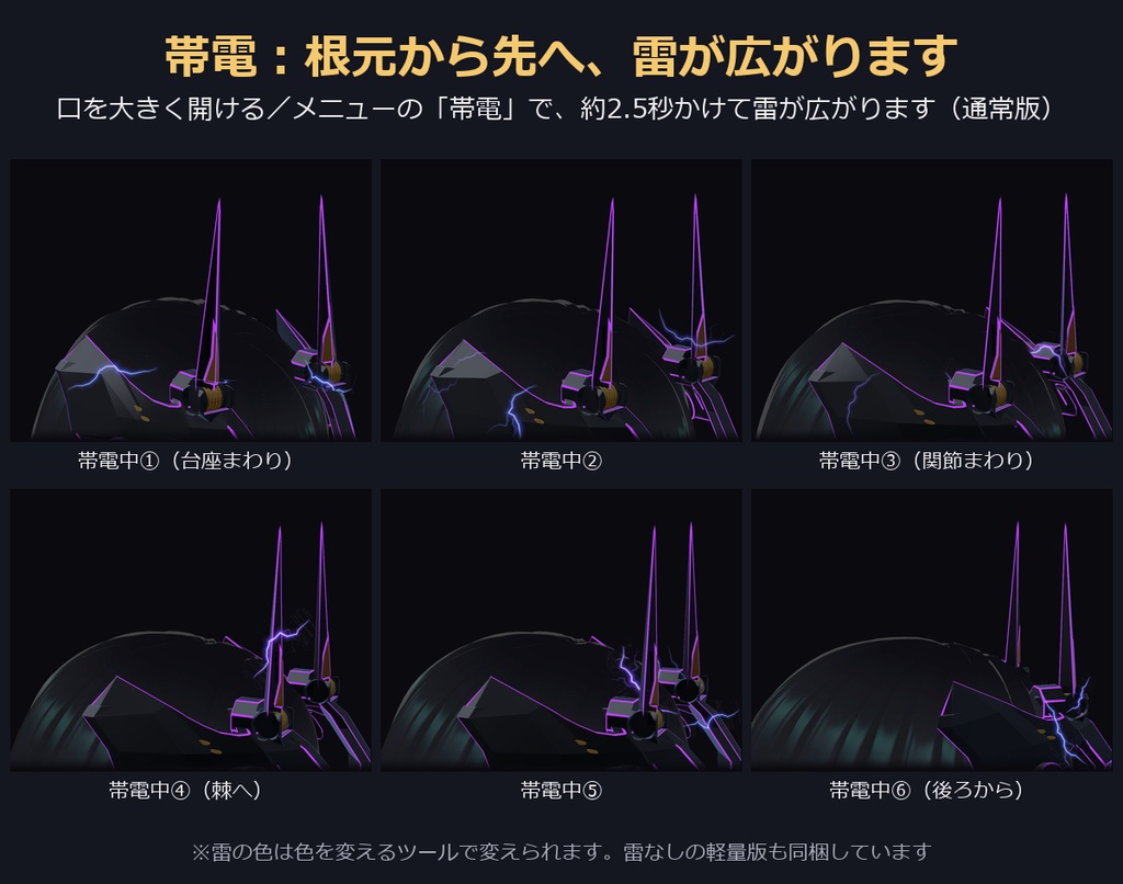 機械仕掛けの冠角|変形・発光・帯電・色変えツール付き 角アクセサリー【VRChat・MA対応】【無料版あり】