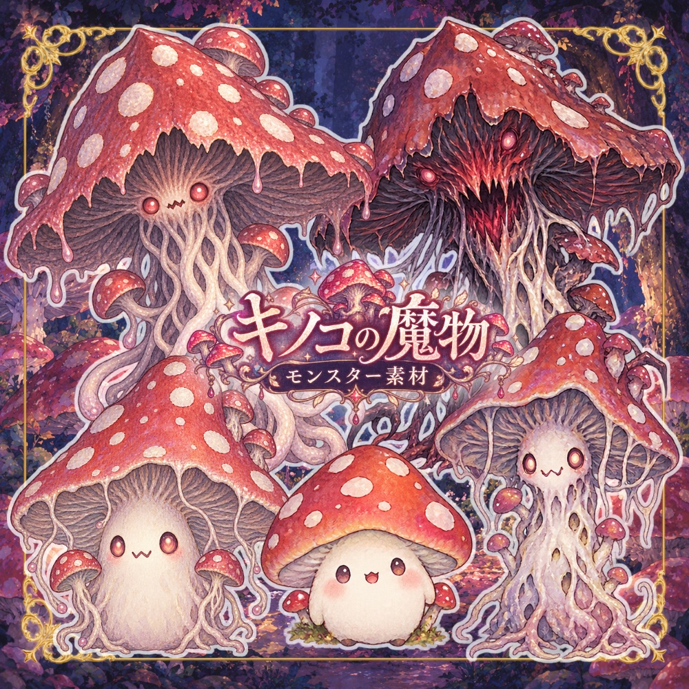 【無料版有】きのこの魔物/モンスター素材【商用利用◎】