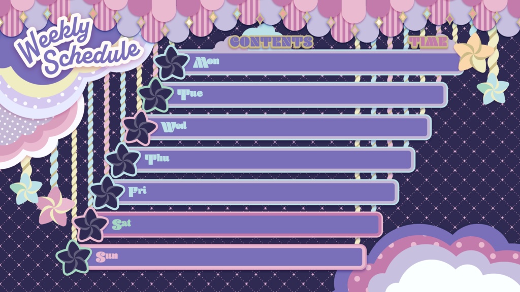 カルーセル風配信スケジュール表【おそろい配信素材あり】