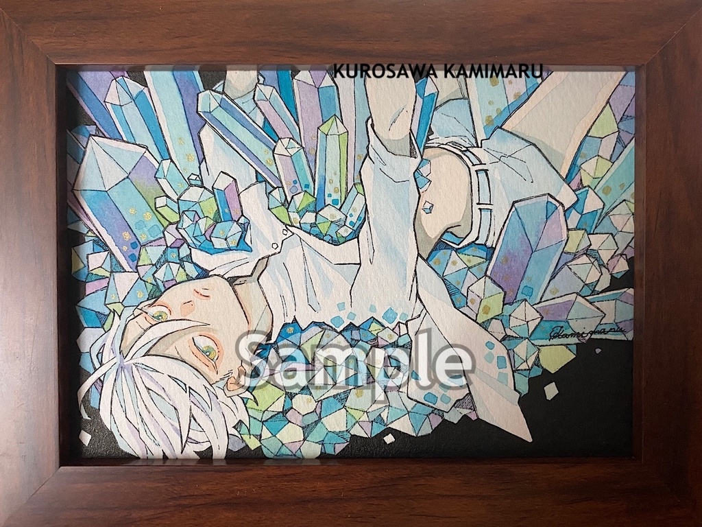 鉱石男子の水彩原画(水色)