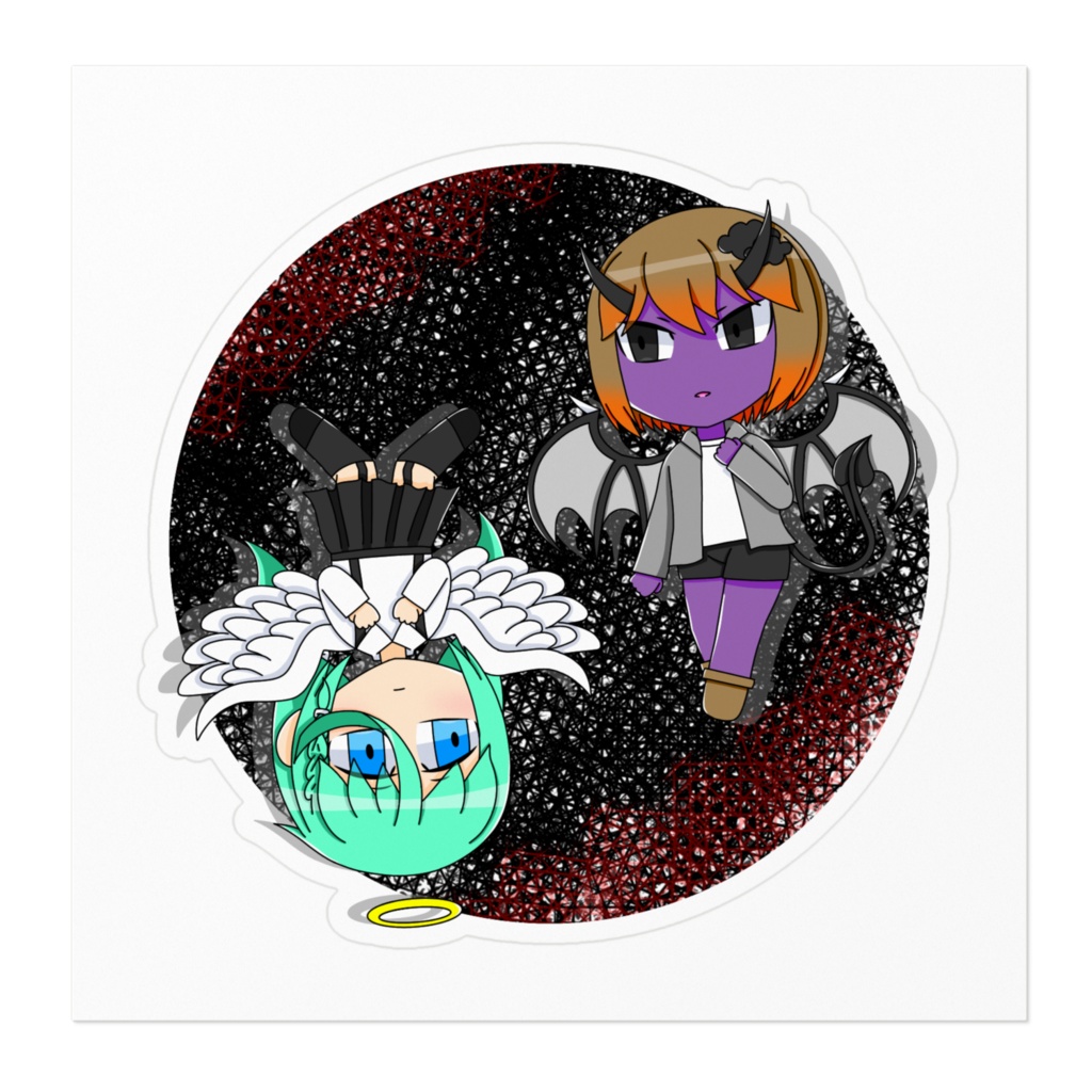 小町と夜月のステッカー(本来の姿ver.)