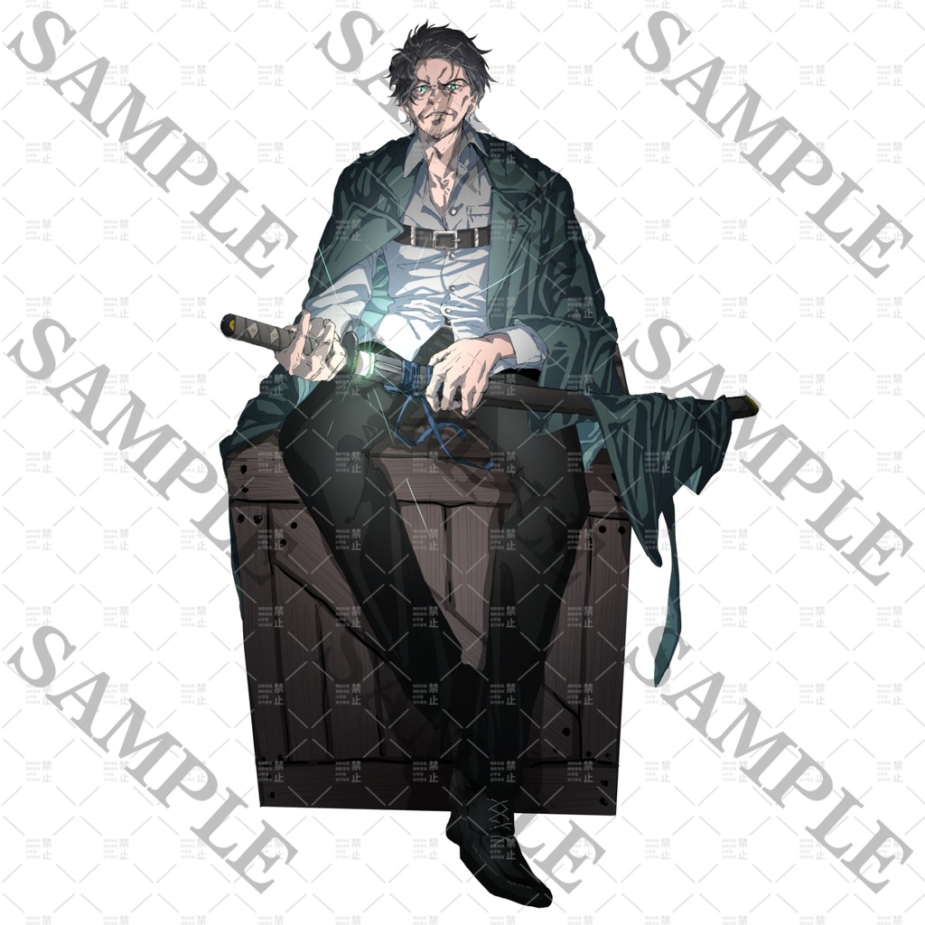 【立ち絵】日本刀を持った中年男性