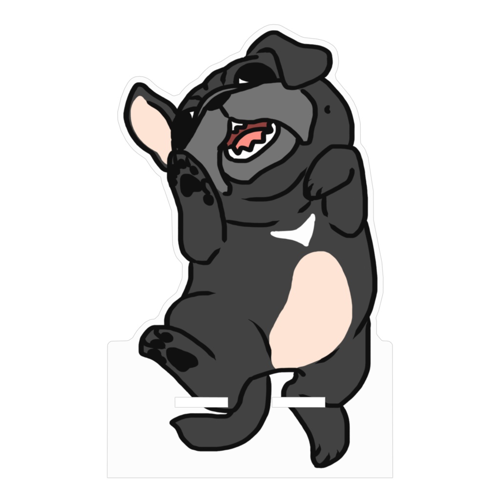 腹見せ黒パグアクリルスマホスタンド