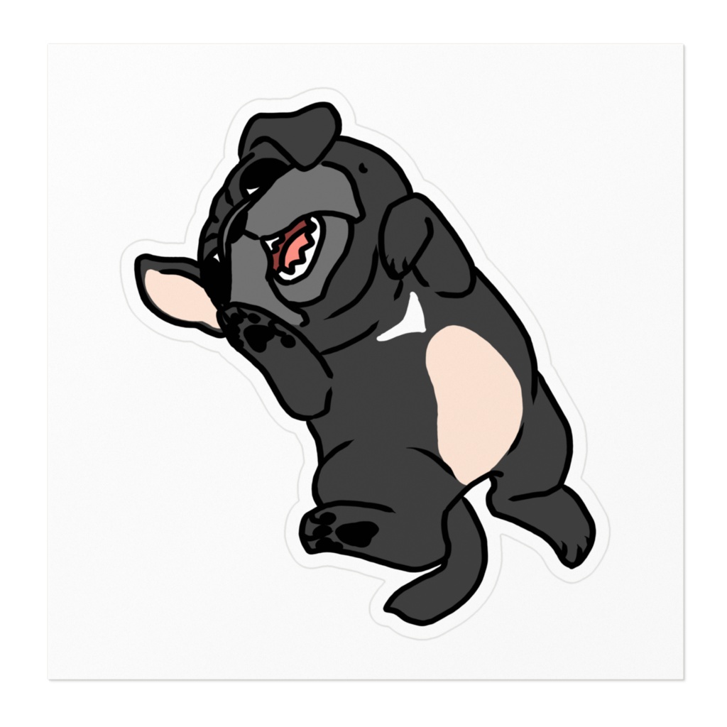 腹見せ黒パグステッカー