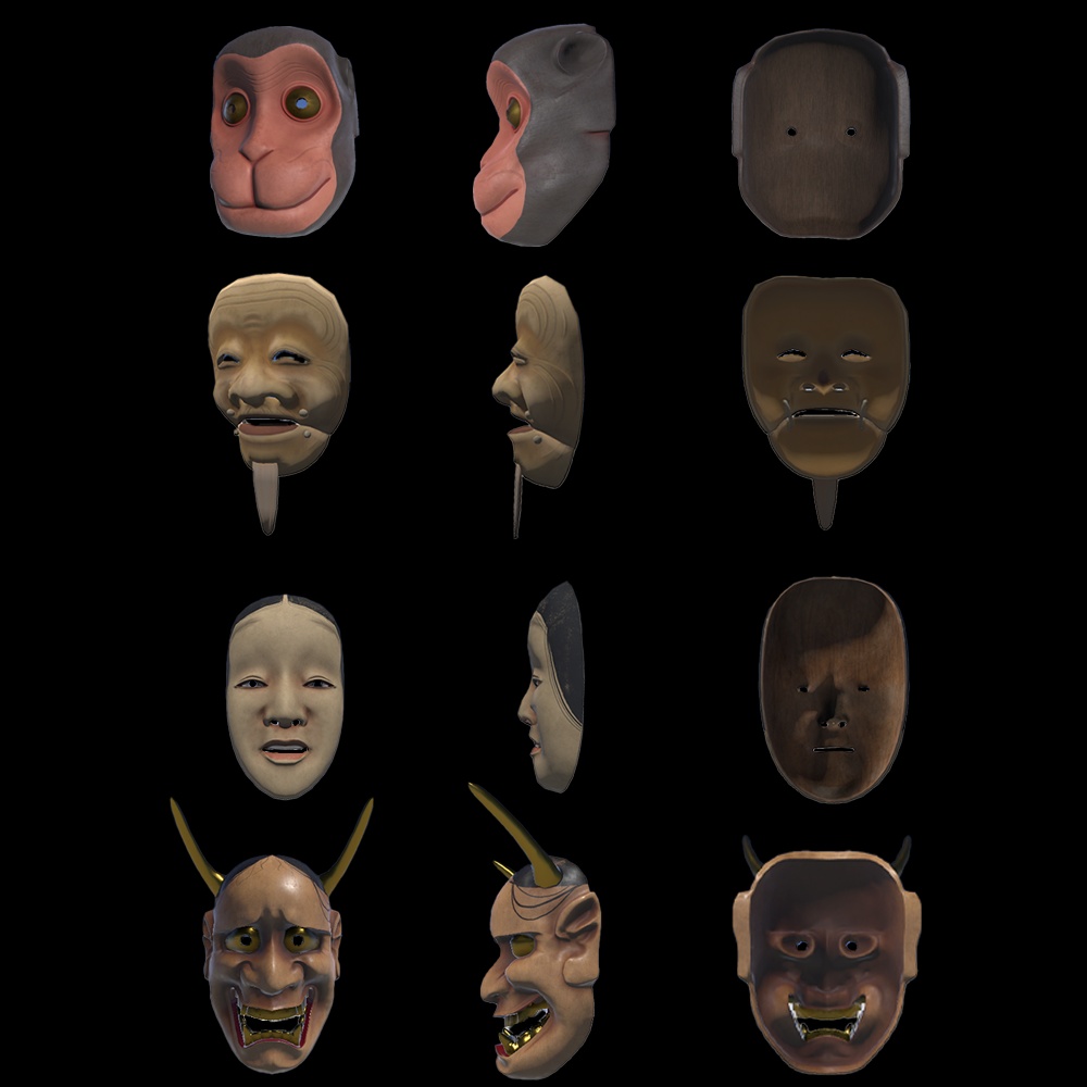 『VRChat』能面・狂言面セット