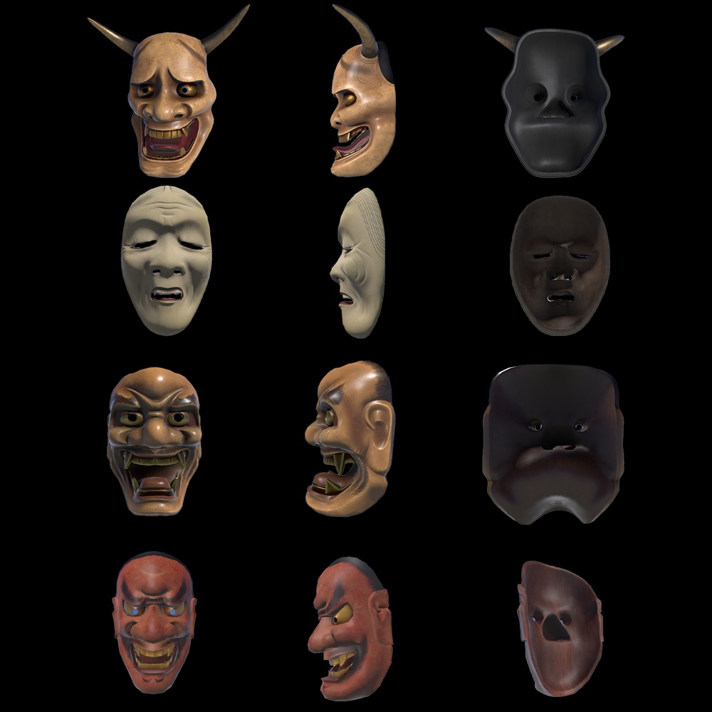 『VRChat』能面・狂言面セット