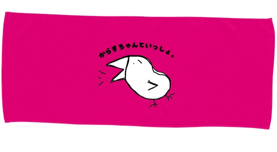 魔王オリジナルフェイスタオル（からすちゃん）pink