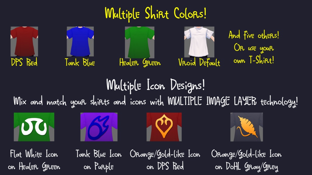 FREE VROID Shirts - Omni-50 and OmniCrafter 1.0 - Final Fantasy XIV Job Icons!