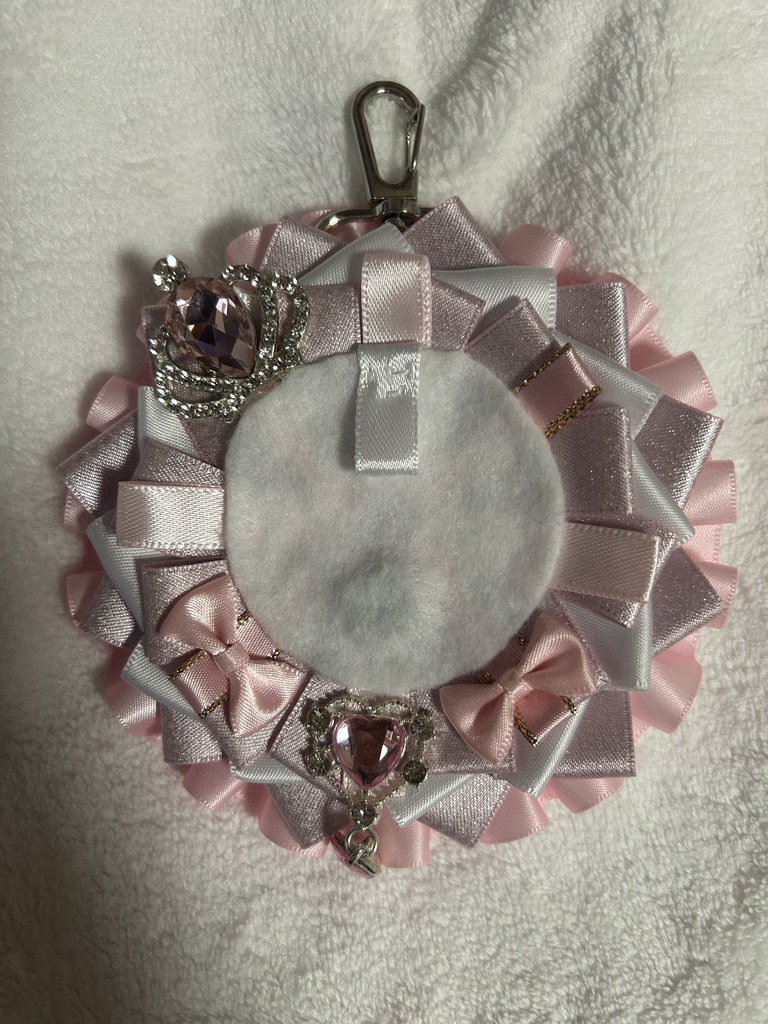 ロゼットピンク×白