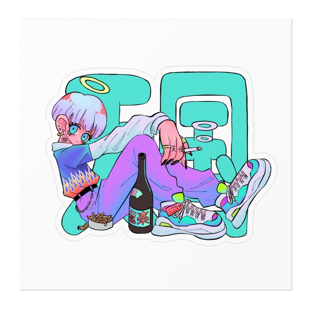 天国ステッカー