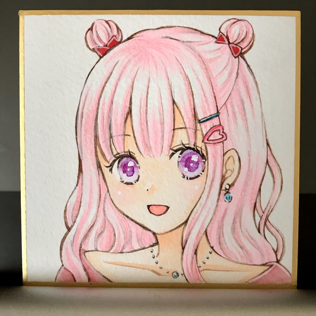 豆色紙原画「ピンクミニおだんごちゃん」