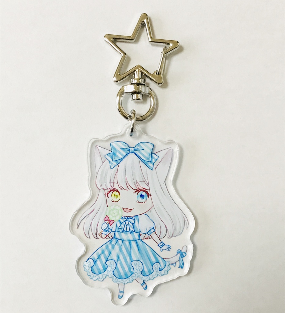 アクリルキーホルダー「白猫耳ちゃん」