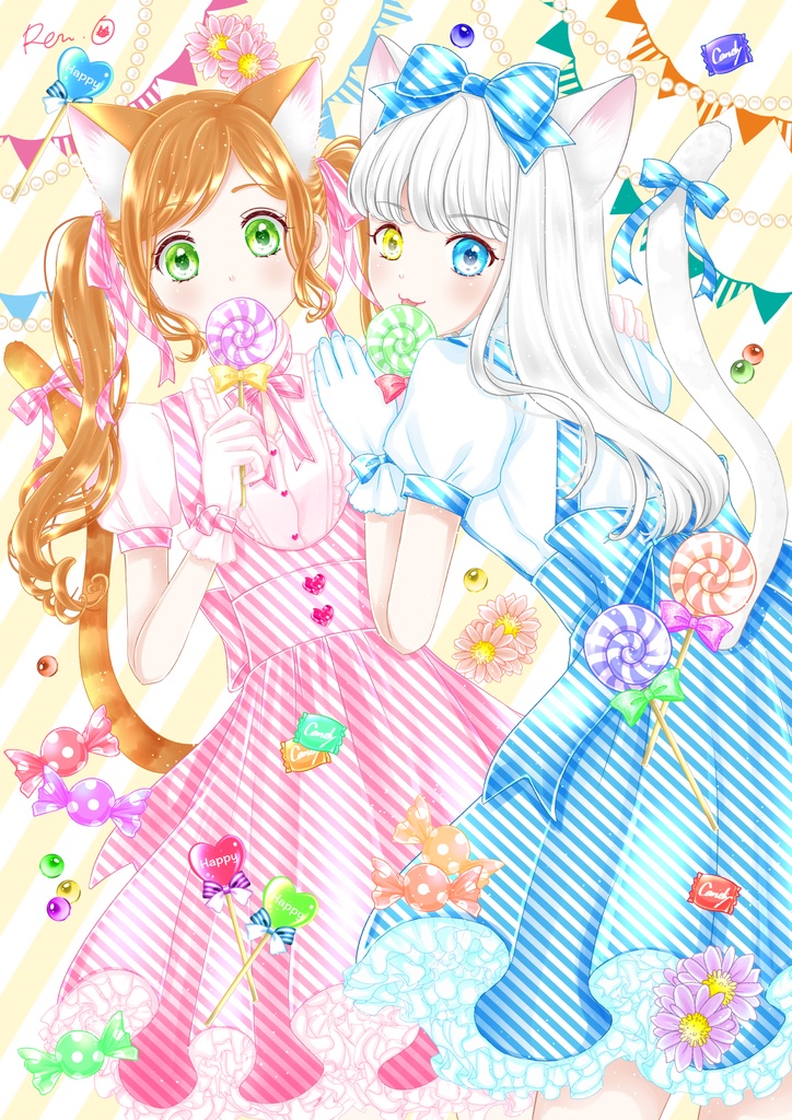 ポストカード「ねこみみキャンディガールズ」