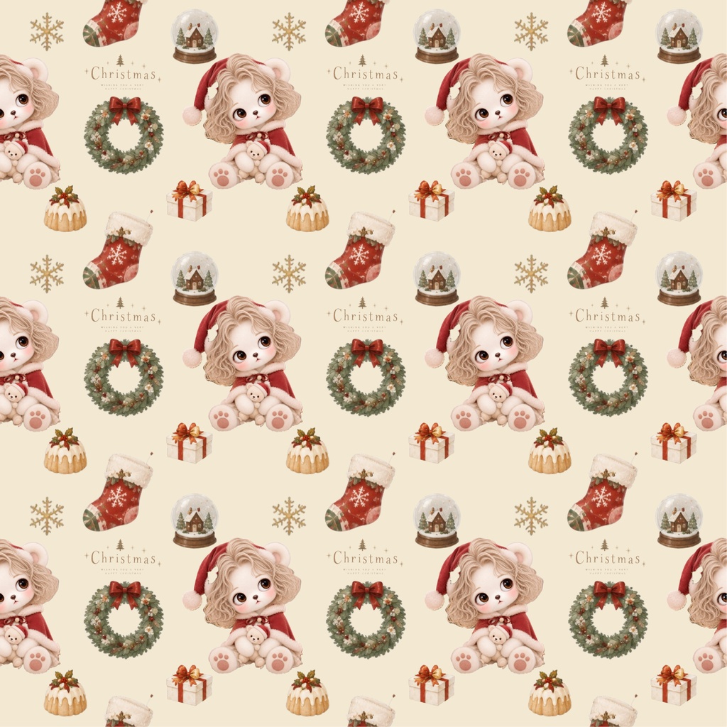 秋・ハロウィン・クリスマス|シームレスデジタルペーパー 6枚セット|miel by hucci