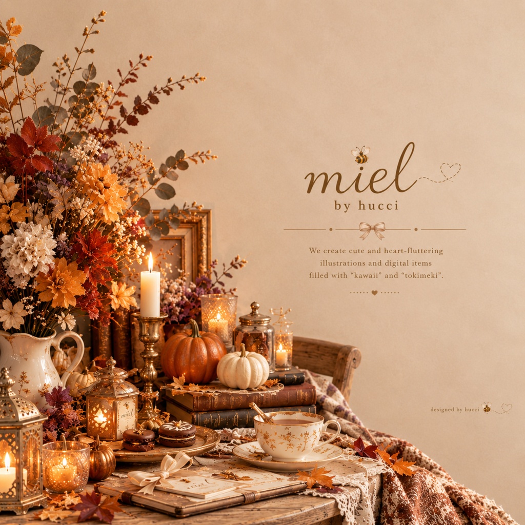 ハロウィン・お家・カフェ・森｜デジタル背景 6枚セット｜miel by hucci