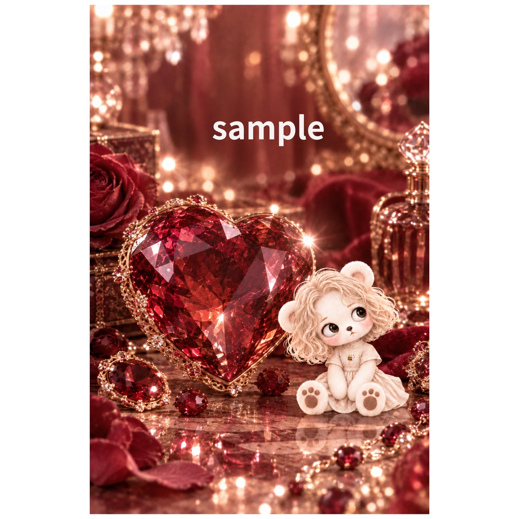 Miel Jewel Collection|LOVE|スマホ壁紙3枚セット【ローズクォーツ・ルビー・ガーネット】