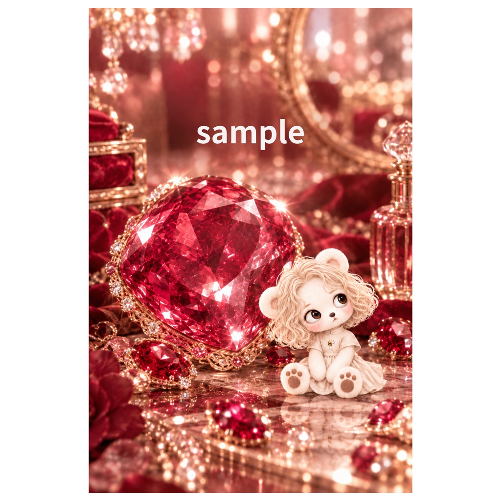 Miel Jewel Collection|LOVE|スマホ壁紙3枚セット【ローズクォーツ・ルビー・ガーネット】