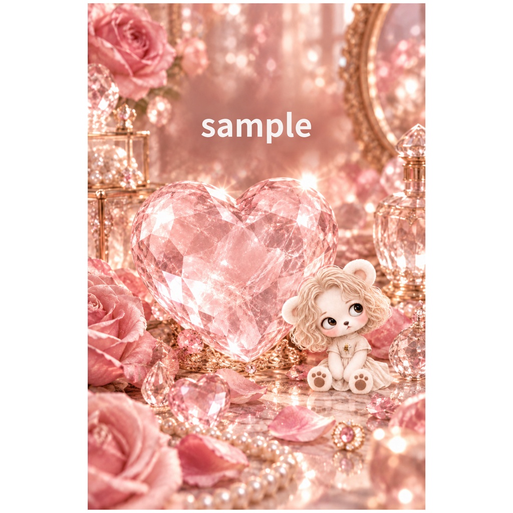 Miel Jewel Collection|LOVE|スマホ壁紙3枚セット【ローズクォーツ・ルビー・ガーネット】