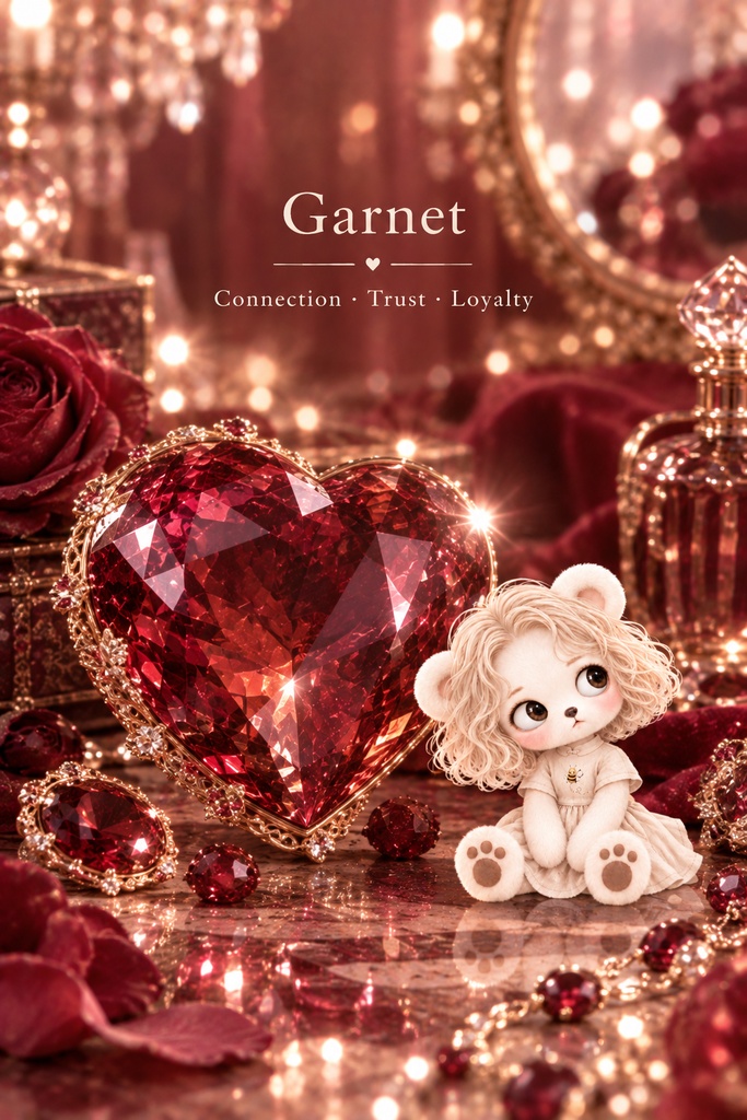 Miel Jewel Collection|LOVE|スマホ壁紙3枚セット【ローズクォーツ・ルビー・ガーネット】