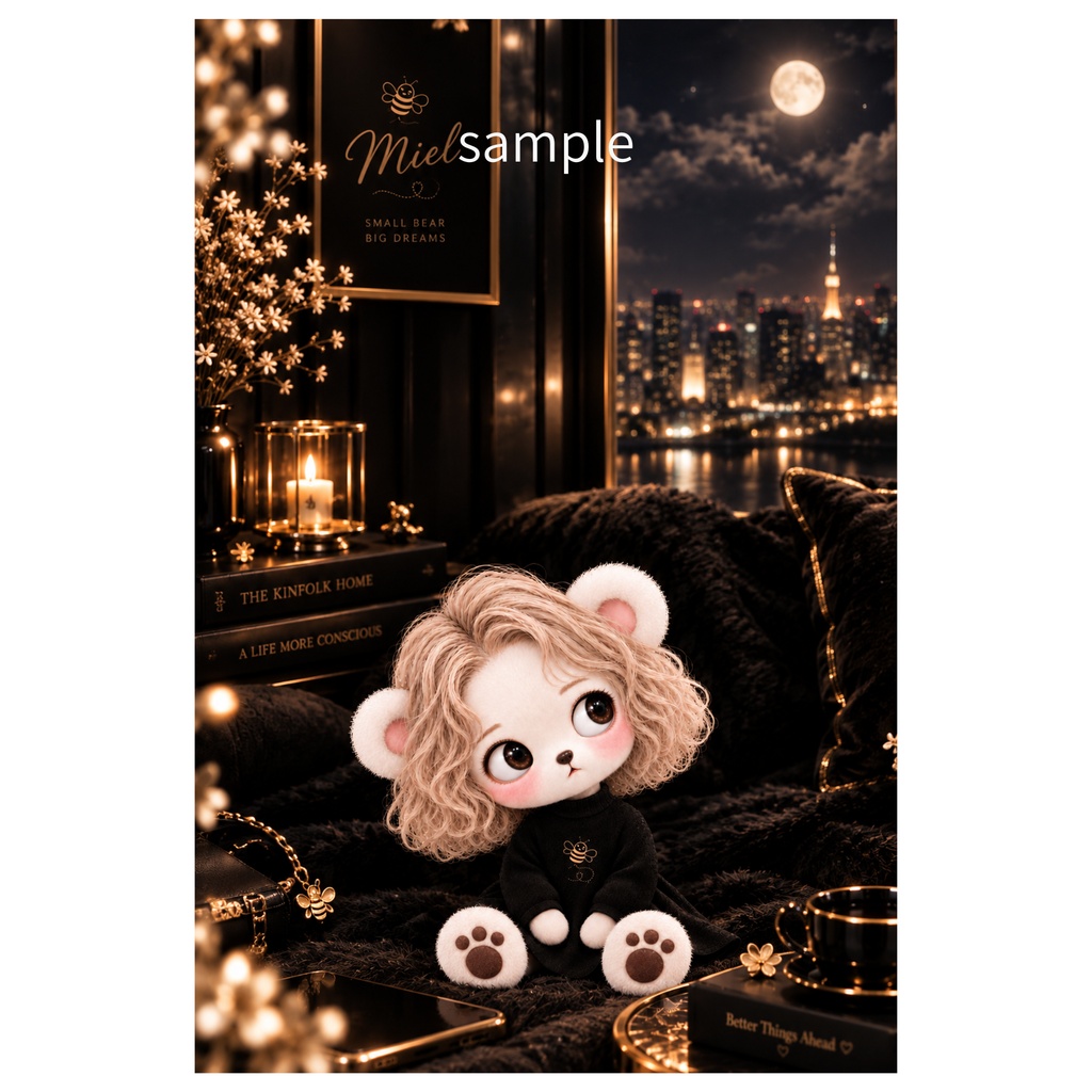 Black Miel|大人可愛いキラキラスマホ壁紙|ブラック×ゴールド|iPhone・Android対応|miel by hucci