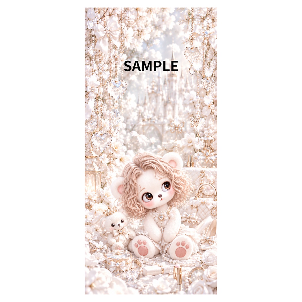 Miel Crystal Collection|キラキラ3Dクリスタル スマホ壁紙 3枚セット|Pink・Blue・White