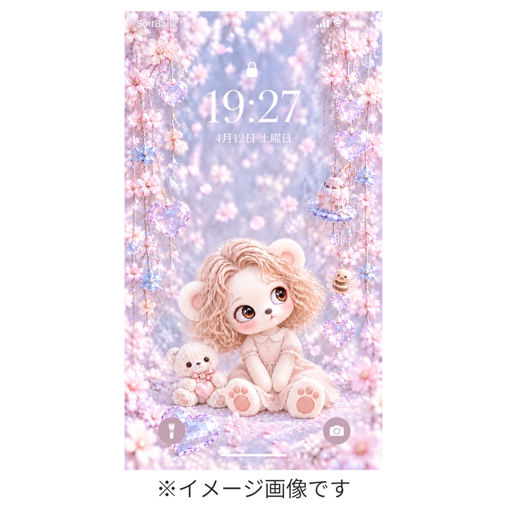 Miel Crystal Collection|キラキラ3Dクリスタル スマホ壁紙 3枚セット|Pink・Blue・White