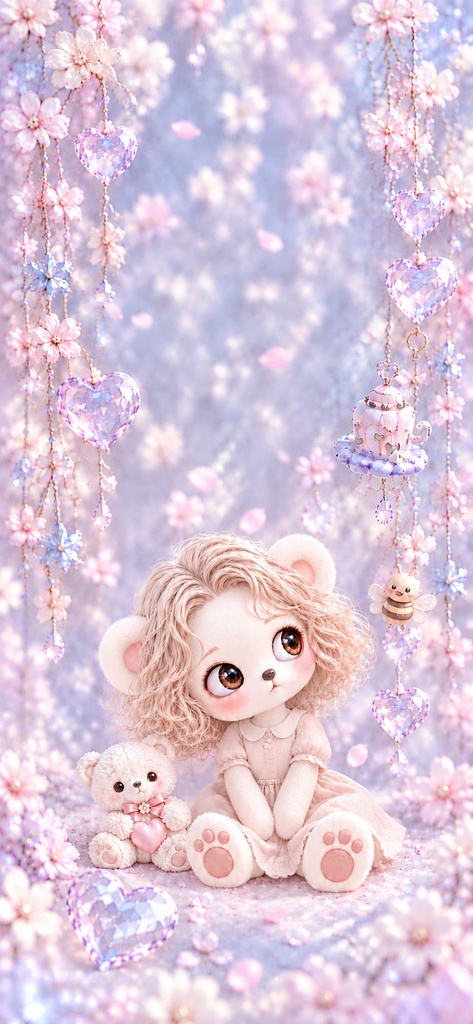 Miel Crystal Collection|キラキラ3Dクリスタル スマホ壁紙 3枚セット|Pink・Blue・White