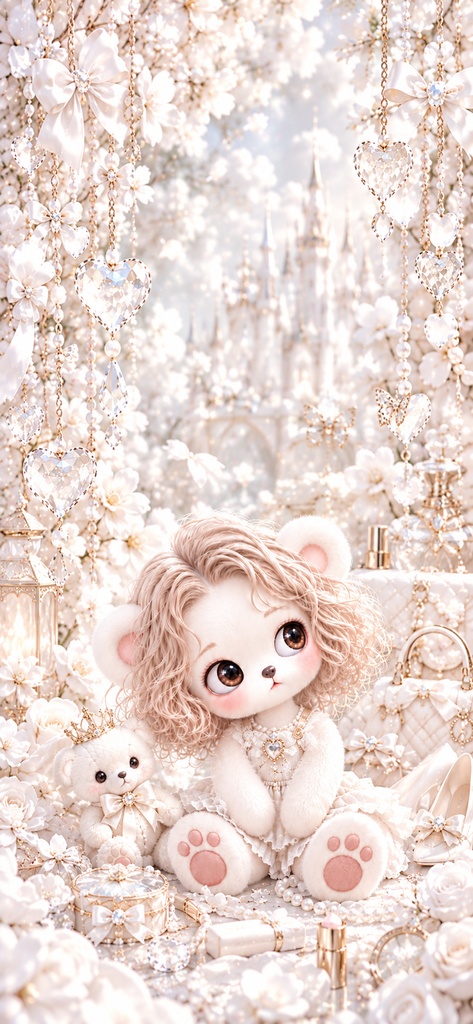 Miel Crystal Collection|キラキラ3Dクリスタル スマホ壁紙 3枚セット|Pink・Blue・White