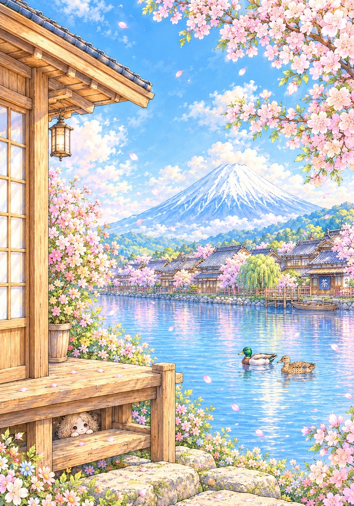 ミエルの大人ぬりえ|日本の風景と暮らし|A4高解像度・ぬりえ6枚+カラーリング例12枚