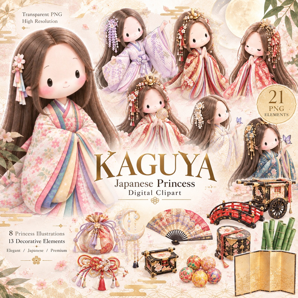 KAGUYA｜かぐや姫 デジタル素材集｜PNG 21点