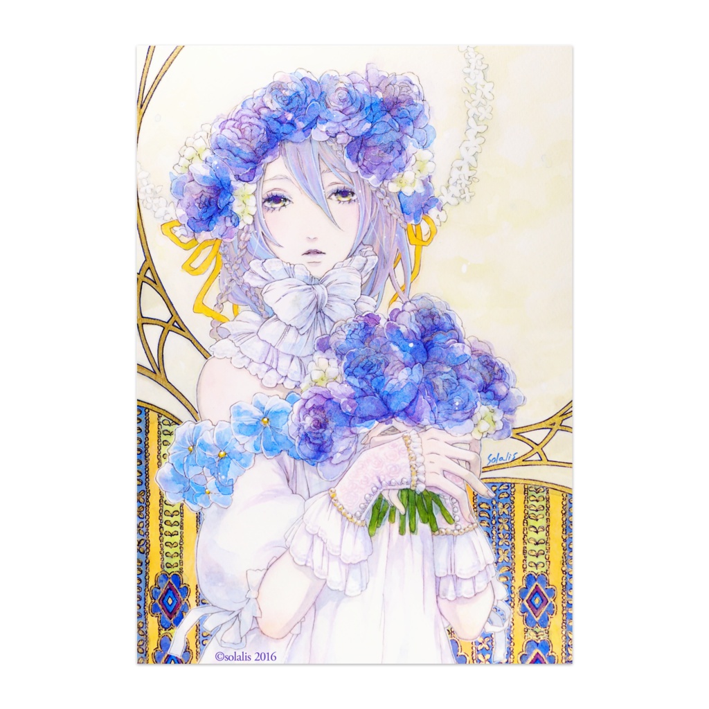 ポスター「青ばらの花飾り」