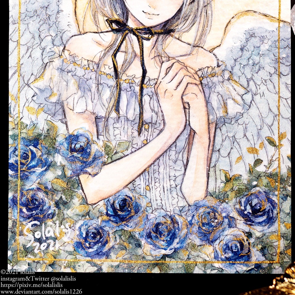 (Sold out)水彩原画「祈りのための -天使-」1点物、即納(ハガキサイズ)