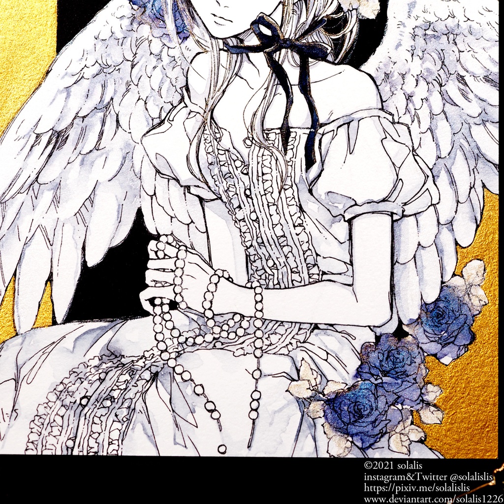 【展示のみ】ペン原画「三日月」「新月II」即納1点もの(2Lサイズ)
