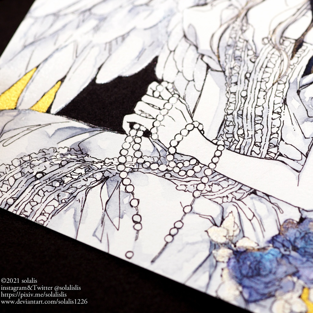 【展示のみ】ペン原画「三日月」「新月II」即納1点もの(2Lサイズ)