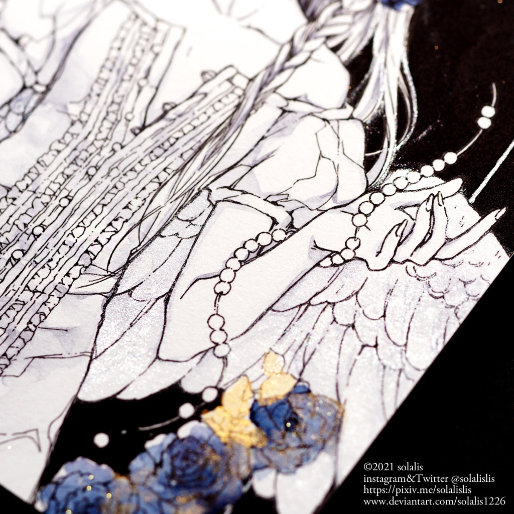 【展示のみ】ペン原画「三日月」「新月II」即納1点もの(2Lサイズ)