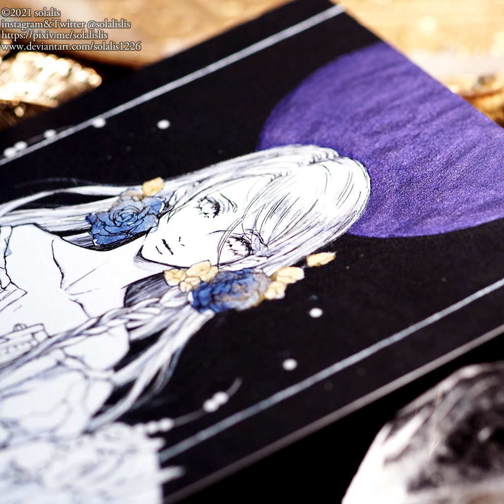 【展示のみ】ペン原画「三日月」「新月II」即納1点もの(2Lサイズ)