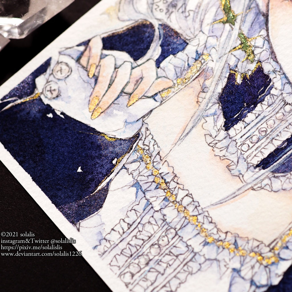 (Sold out)水彩原画「アリスと棘」1点物、即納(ハガキサイズ)