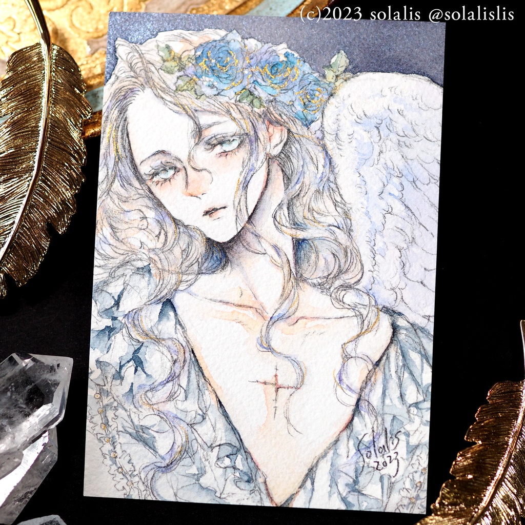 (Sold out)原画「天使の肖像」ハガキサイズ1点もの、即納