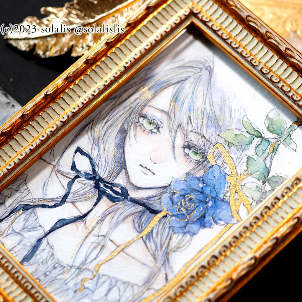(Sold out)原画「一本のばら」ハガキサイズ1点もの、即納