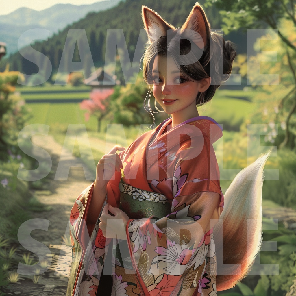 【デジタル妖怪シリーズ】玉藻前と夏の思い出【フリー素材】