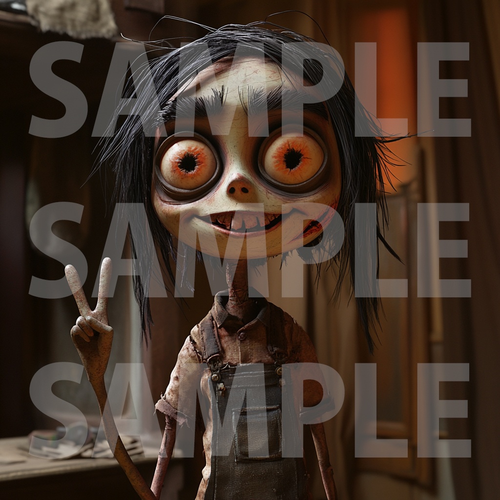 【デジタル妖怪シリーズ】不気味な魅力・呪われた洋人形【フリー素材】