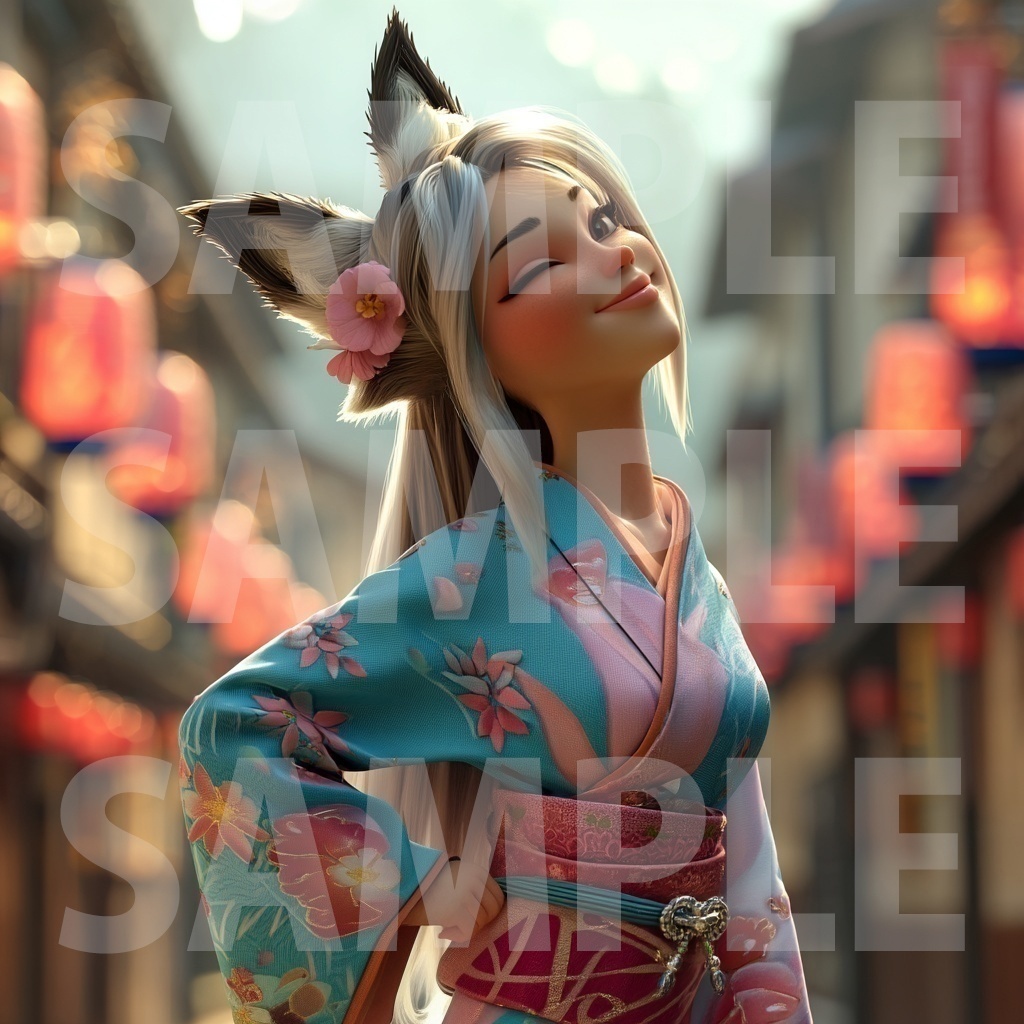 【デジタル妖怪シリーズ】妖艶に微笑む玉藻前【フリー素材】