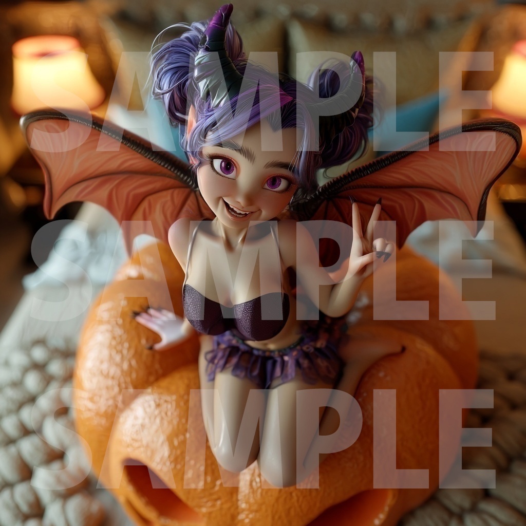 【デジタル妖怪シリーズ】サキュバスとハロウィンナイト【フリー素材】